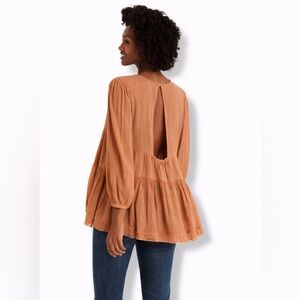 American Eagle Outfitters Terracotta Boho Long Sleeve Babydoll Top